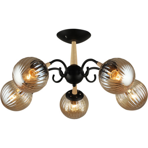 Люстра на штанге Reluce 04886-0.3-05 BK+WOOD