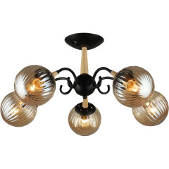 Люстра на штанге Reluce 04886-0.3-05 BK+WOOD