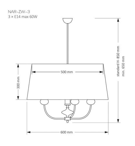 Подвесная люстра Kutek Mood Narni NAR-ZW-3 (CZ)