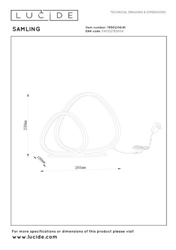 Настольная лампа Lucide Samling 78502/14/41