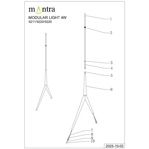 Подвесная люстра Mantra Arrecife 9362+9211 (5L)