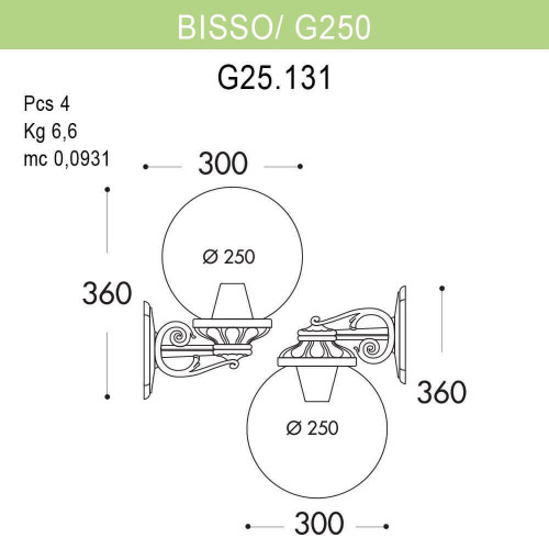 Уличный настенный светильник Fumagalli Bisso/G250 G25.131.000.AZE27