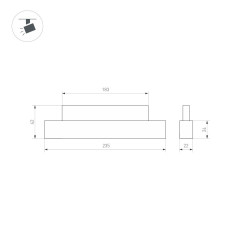 Трековый магнитный светильник Arlight MAG-ORIENT-FLAT-L235-8W Warm2700 (BK, 100 deg, 48V) 049990