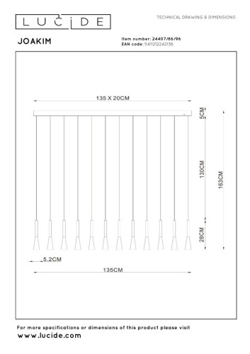 Подвесная люстра Lucide Joakim 24407/86/96