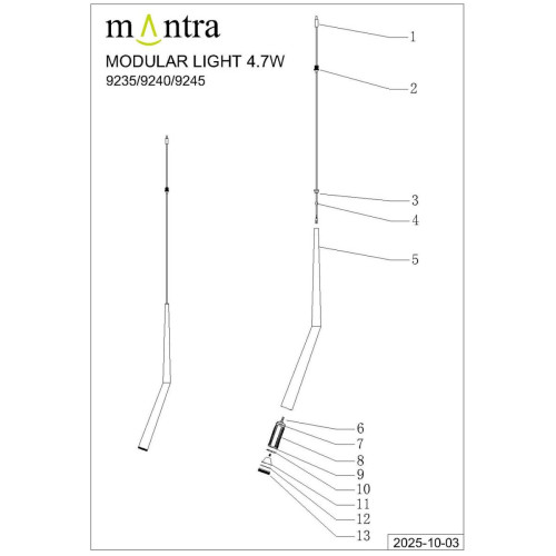 Подвесная люстра Mantra Boomerang 9366+9235 (8L)