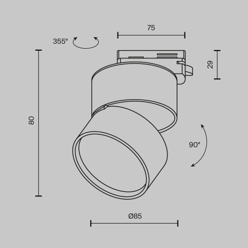 Трековый однофазный светильник Maytoni Onda TR007-1-12W3K-B-1