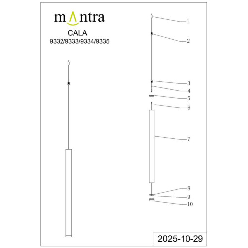 Подвесной модульный светильник без основания Mantra Cala 9335