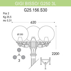 Уличный фонарь Fumagalli Gigi Bisso/G250 3L G25.156.S30.BXE27