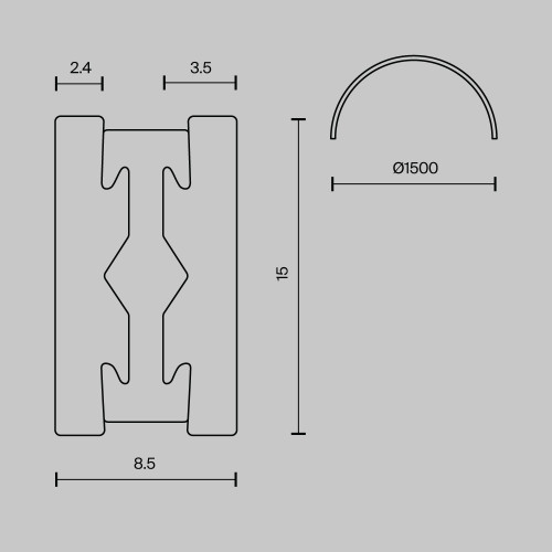 Шинопровод накладной/подвесной Maytoni Flarity TRX154-2SR-D1500-PT