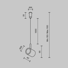 Потолочный коннектор с тросовым подвесом Maytoni Technical Tau TRA154CSW-1PT