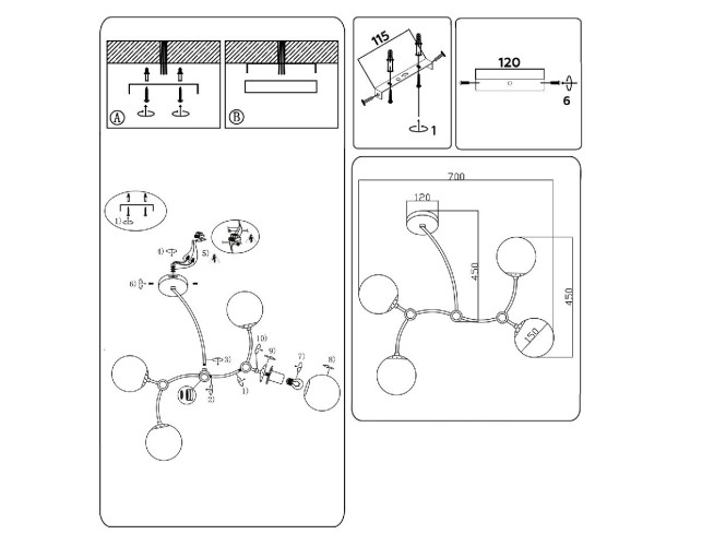 Люстра на штанге Ambrella Light Modern TR2544