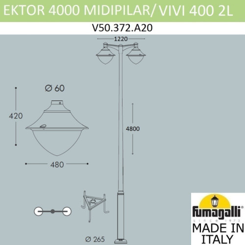 Садовый светильник Fumagalli V50.372.A20.AXH27