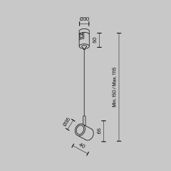 Коннектор с тросовым подвесом для магнитного шинопровода Maytoni Technical Tau Flarity TRA154SW-1B