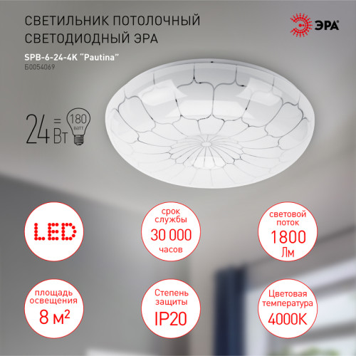 Потолочный светильник Эра SPB-6-24-4K Pautina Б0054069