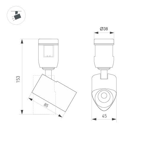 Трековый светильники Arlight ART-APRIORI-SPOT-TURN-R45-8W Day4000 044904