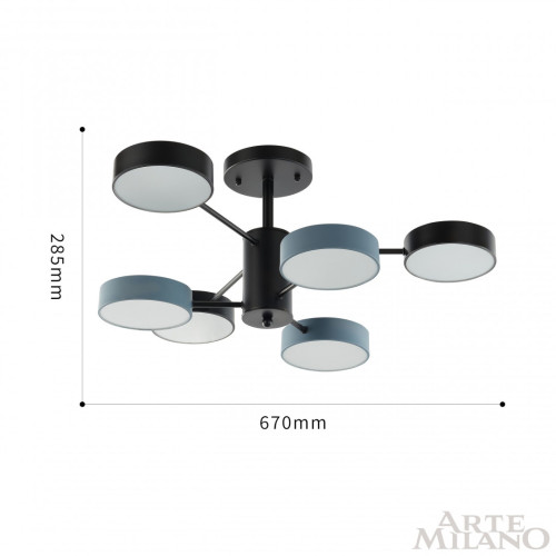 Люстра на штанге Arte Milano Ferrara 250906/6B Bk/Gr