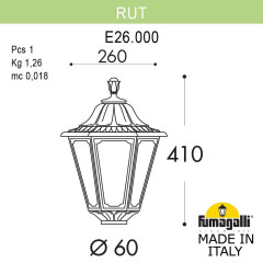 Уличный светильник на столб Fumagalli RUT E26.000.000.BXE27