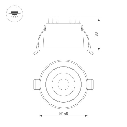 Встраиваемый светильник Arlight MS-ALORA-BUILT-R140-12W Day4000-MIX 048085