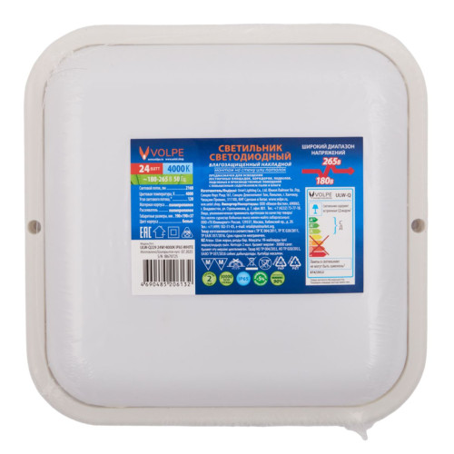 Накладной светильник влагозащищенный Volpe ULW-Q229 24W/4000K IP65 WHITE UL-00013192