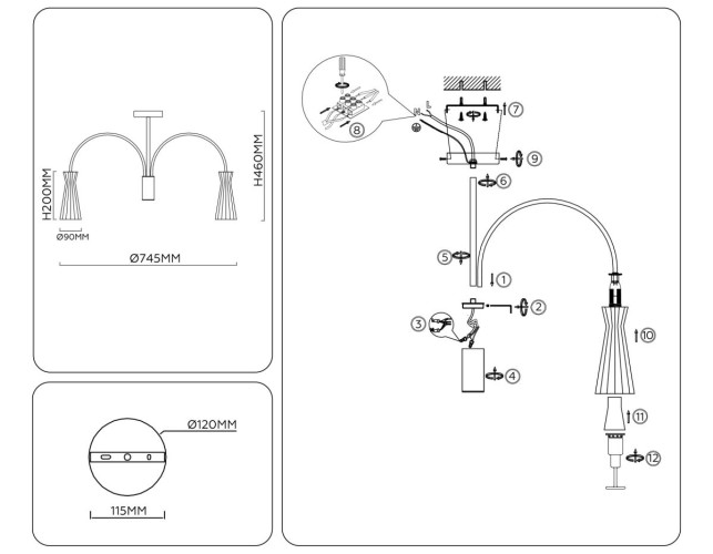 Люстра на штанге Ambrella Light High Light Modern LH55653