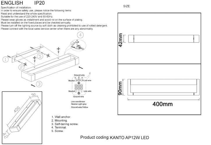 Настенный светильник Crystal Lux KANTO AP12W LED BL