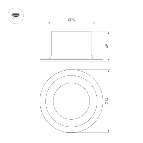 Встраиваемый светильник Arlight MS-DROP-BUILT-R84-8W Warm3000 (BK, 85 deg, 230V) 041493