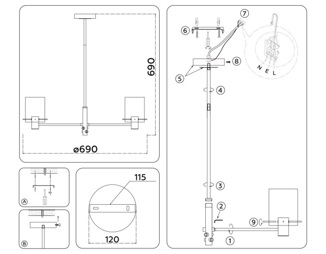 Подвесная люстра Ambrella Light High Light LH57031