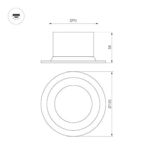 Встраиваемый светильник Arlight MS-DROP-BUILT-R105-14W Warm3000 (BK, 85 deg, 230V) 041495
