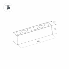 Трековый магнитный светильник Arlight MAG-DOTS-25-L600-18W Warm3000 (BK, 30 deg, 24V, DALI) 046327