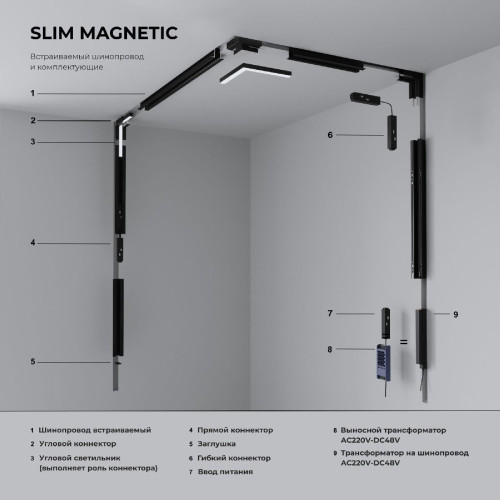 Коннектор угловой для встраиваемого шинопровода Elektrostandard Slim Magnetic 4690389206726 85214/00 a067508