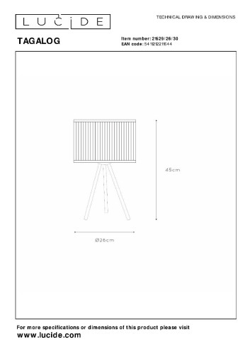 Настольная лампа Lucide Tagalog 21529/26/30