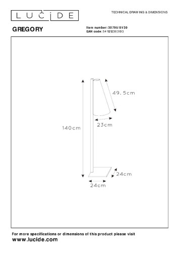 Торшер Lucide Gregory 30795/81/30