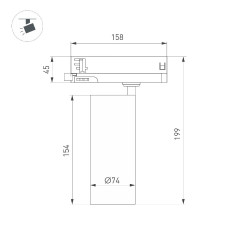 Трековый трехфазный светильник Arlight LGD-GERA-4TR-R74-20W Day4000 (BK, 55 deg, 230V) 055157