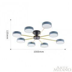 Потолочная люстра Arte Milano Ferrara 252006/8 Bk/Gr