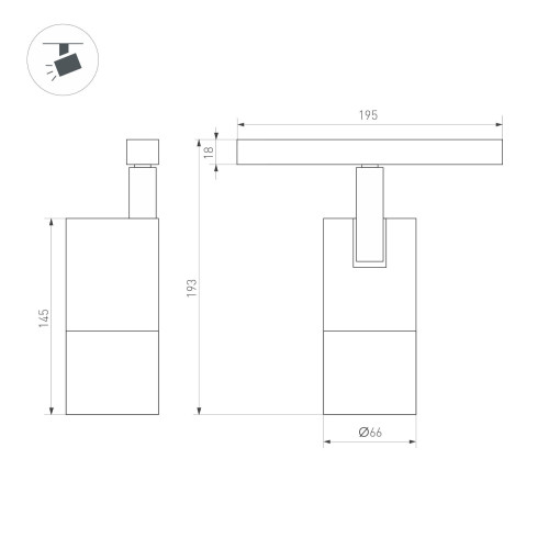 Трековый светильник Arlight MAG-ORIENT-SPOT-ZOOM-R65-15W Warm3000 (BK, 34-60 deg, 48V) 038373