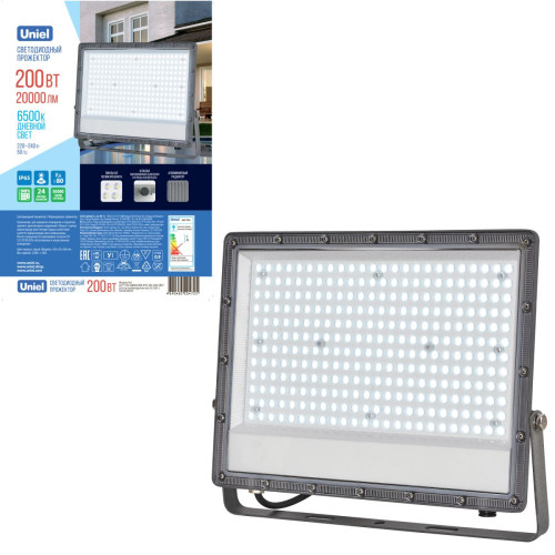 Прожектор Uniel ULF-F52D-200W/6500K IP65 200-240V GREY UL-00013060