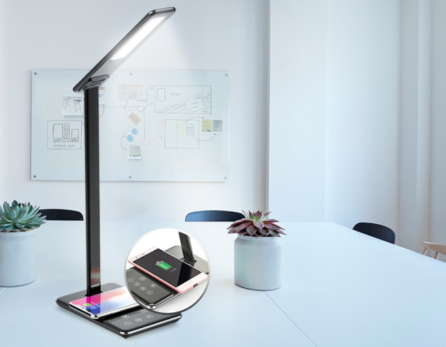 Настольная лампа с беспроводной зарядкой и USB портом Ambrella Light Desk DE582