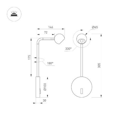 Бра Arlight SP-OTTORI-LONG-WALL-6W Warm3000 051024