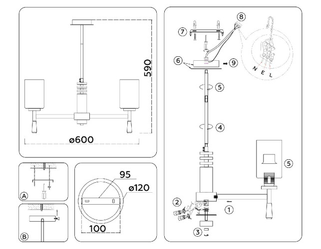 Люстра на штанге Ambrella Light High Light Modern LH56261