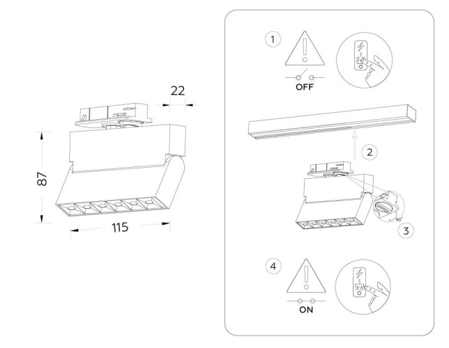 Трековый однофазный светильник Ambrella Light Track System GL6814