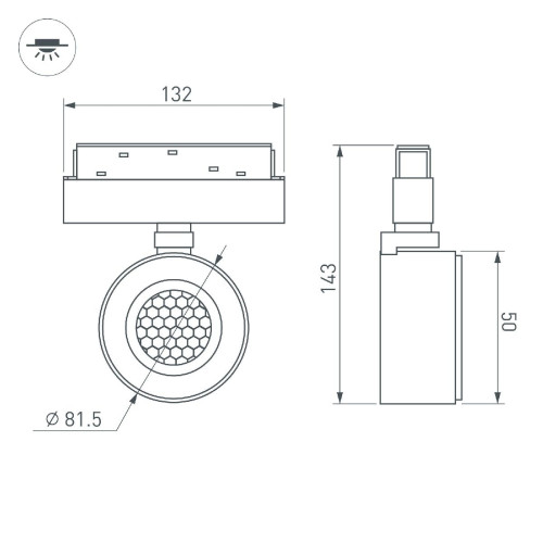 Трековый магнитный светильник Arlight MAG-ORIENT-POINT-R80-12W Day4000-MIX 048406