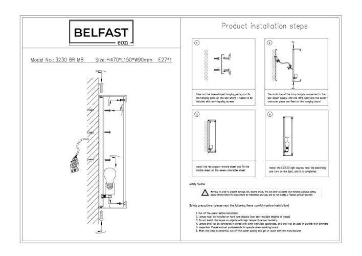 Настенный светильник Belfast Ravenhill 3230 BR MB