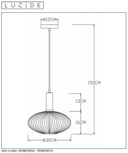 Подвесной светильник Lucide MALOTO 45386/30/62