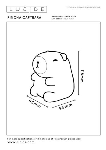 Настольная лампа Lucide Pincha Capybara 54500/01/38