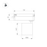 Трековый однофазный светильник Arlight LGD-DYKE-2TR-R60-8W Day4000 (BK, 50 deg, 230V) 052259