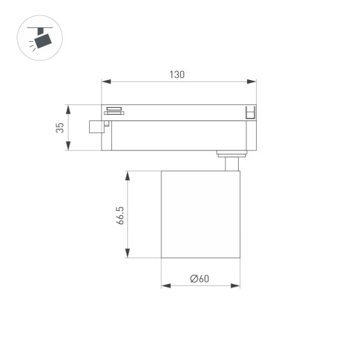 Трековый однофазный светильник Arlight LGD-DYKE-2TR-R60-8W Warm3000 (BK, 20 deg, 230V) 052140
