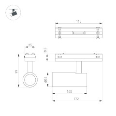 Трековый магнитный светильник Arlight MAG-VIBE-SPOT-R55-18W Warm3000 (WH, 24 deg, 48V) 044479