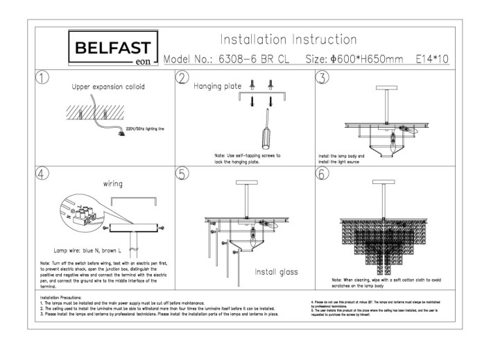 Люстра на штанге Belfast Harland 6308-6 BR CL