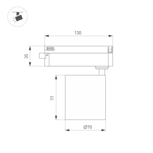 Трековый однофазный светильник Arlight LGD-DYKE-2TR-R75-16W Day4000 (BK, 20 deg, 230V) 052141