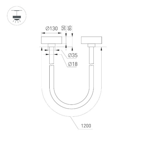 Подвесной светильник Arlight SP-TROPIC-SURFACE-R18-L1200-18W Day4000 (GD, 360 deg, 230V) 043394